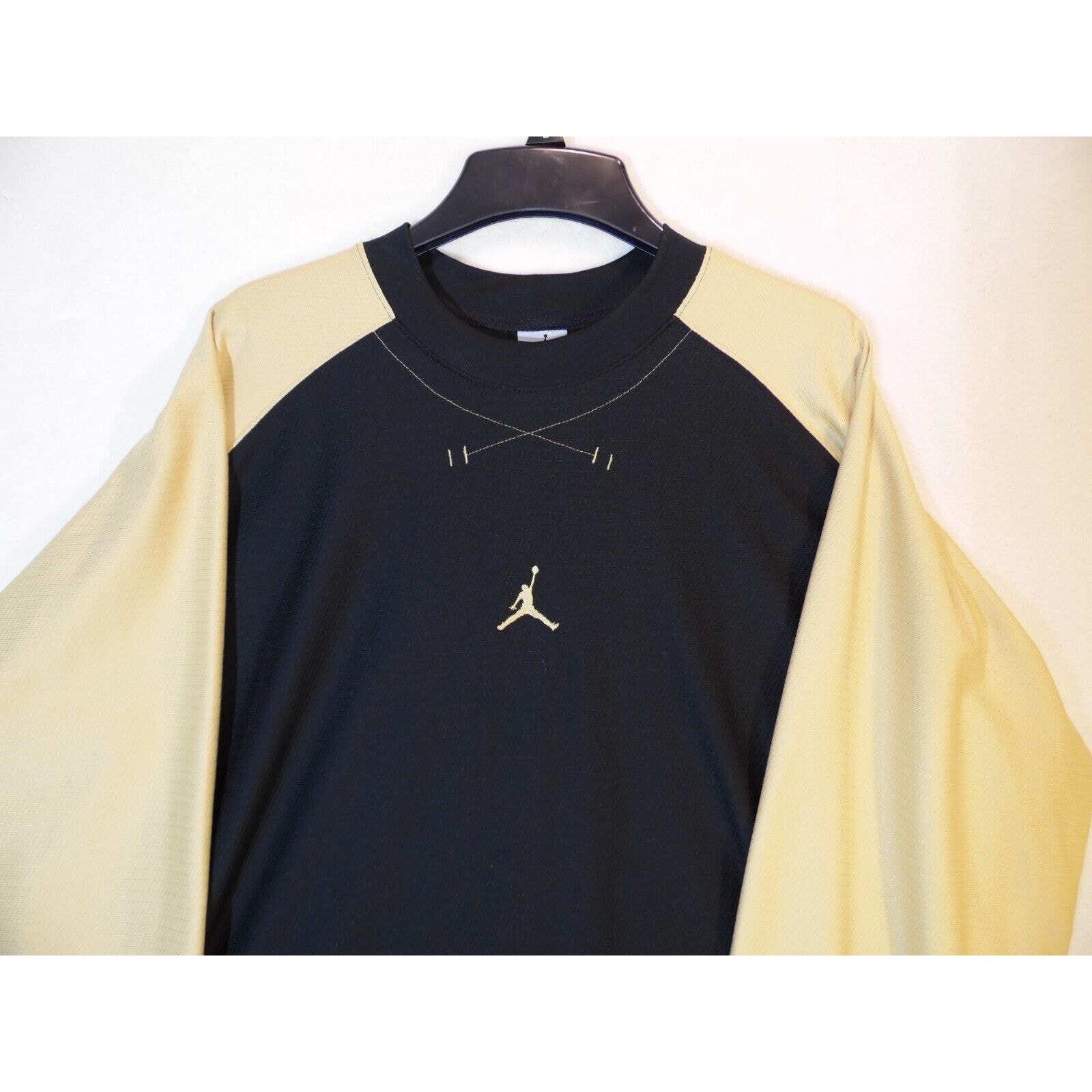 Nike Air Jordan Raglan Shirt Men Xxl Gold Black Long Sleeve Training Jumpman 2xl